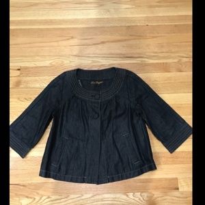 Ann Taylor Dark Denim Cropped Swing Jacket Small